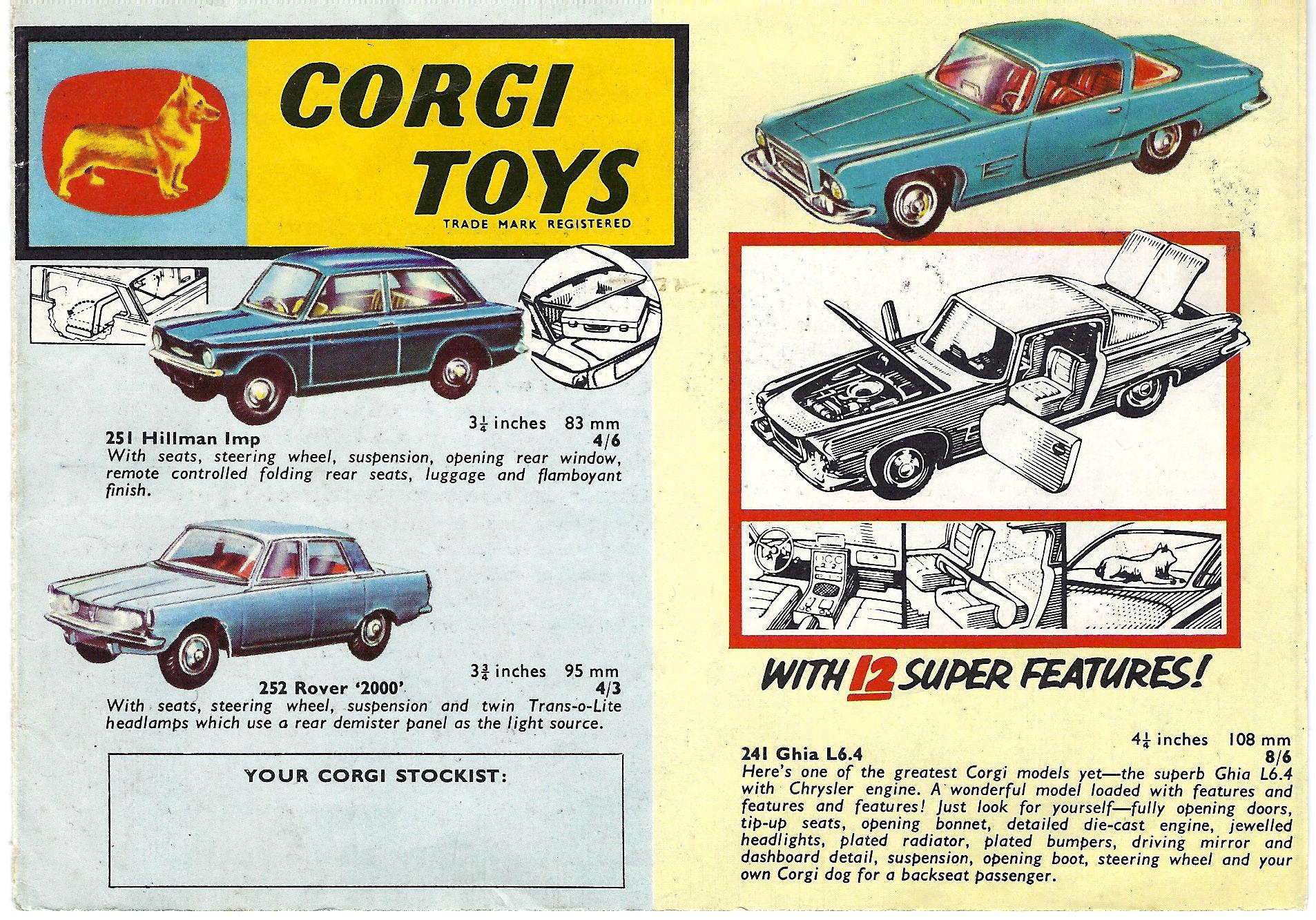 Corgi 1964 Interim Leaflet Catalogues We sell and buy quality collectible toys from the 50's, 60's, 70's and 80's