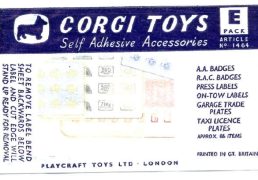 Corgi 1464 ‘E’ Pack Self Adhesive Accessories Accessories We sell and buy quality collectible toys from the 50's, 60's, 70's and 80's