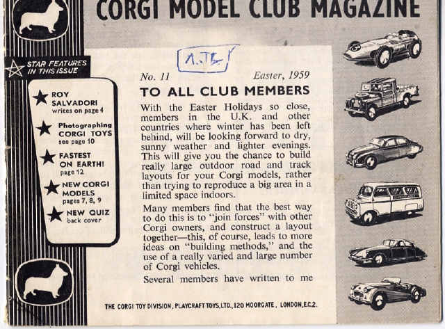 No.11 Easter 1959 Club Magazine Corgi Club leaflet Catalogues We sell and buy quality collectible toys from the 50's, 60's, 70's and 80's