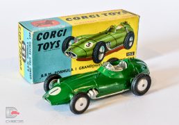 Corgi No.152 BRM Grand Prix Racing Car - green body, silver trim, racing No.1, smooth cast hubs - Excellent in Good Plus card box.