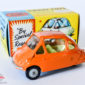 Corgi No.233 Heinkel Economy Car - finished in orange, lemon interior, cast hubs hubs - Mint in a Mint blue and yellow carded picture box - a superb example.