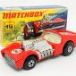 Matchbox Superfast 19b Road Dragster - red body with Scorpion labels, clear windows, ivory interior, bare metal base - Near Mint with usual factory assembly marks to engine air intake in Good Plus type I box.