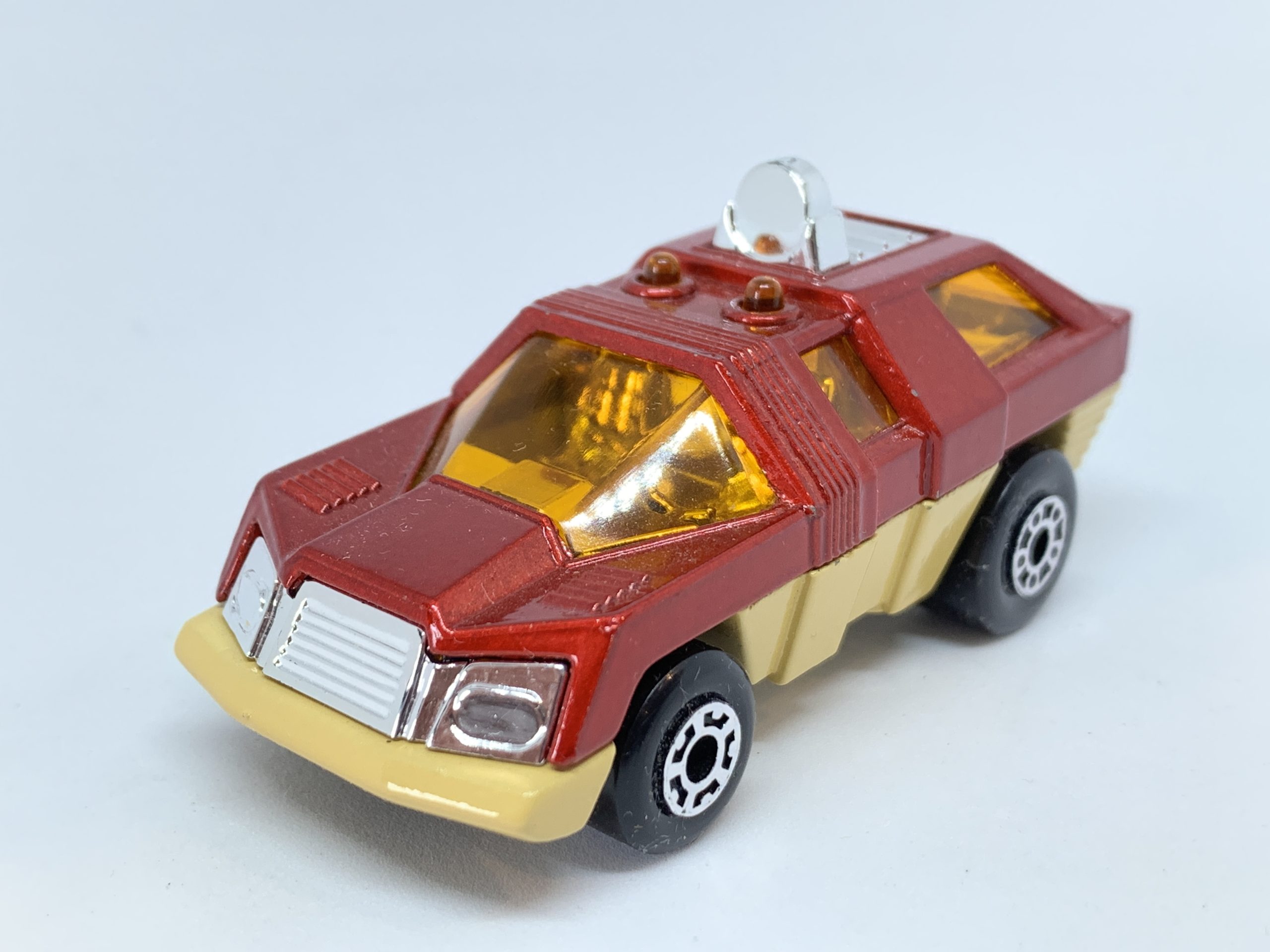 Matchbox Superfast No.59c Planet Scout - chrome interior, black plastic axle clip metallic red upper body, tan lower body and base, amber windows - Mint condition, unboxed.