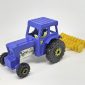 Matchbox Superfast No.46c Ford Tractor & Disc Harrow - bare metal base, yellow hubs, blue body, pale yellow interior, lemon yellow plastic Harrow - Near Mint, unboxed.