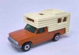 Matchbox Superfast 38d Ford Camper - burnt orange body, very dark green windows, cream camper body, bare metal base with model number 38 cast, dot-dash wheels - Mint, unboxed